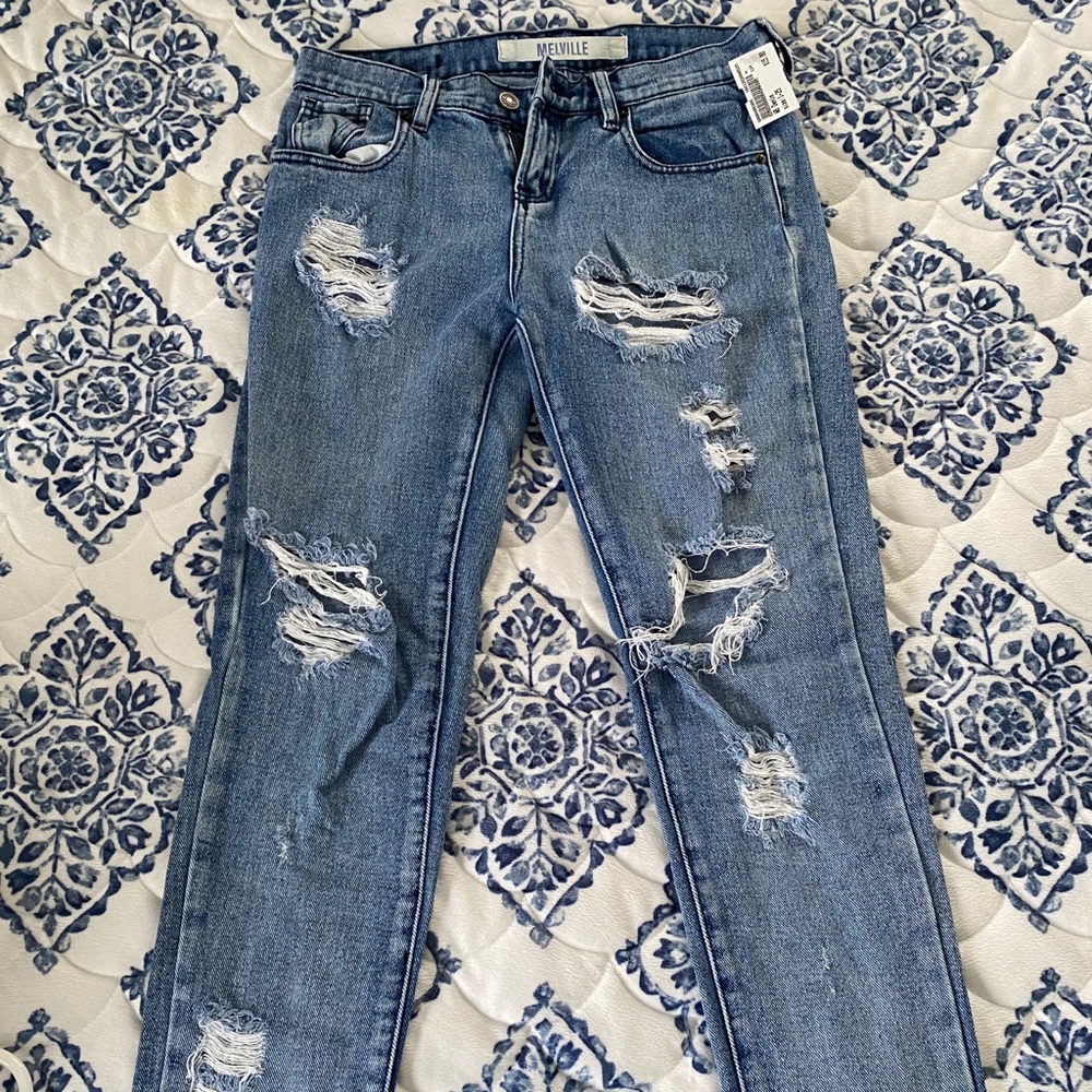 High Rise Distressed Skinny Jeans